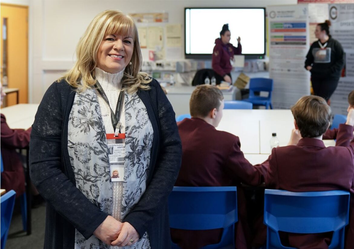 Cllr Powell at Lord Derby Academy