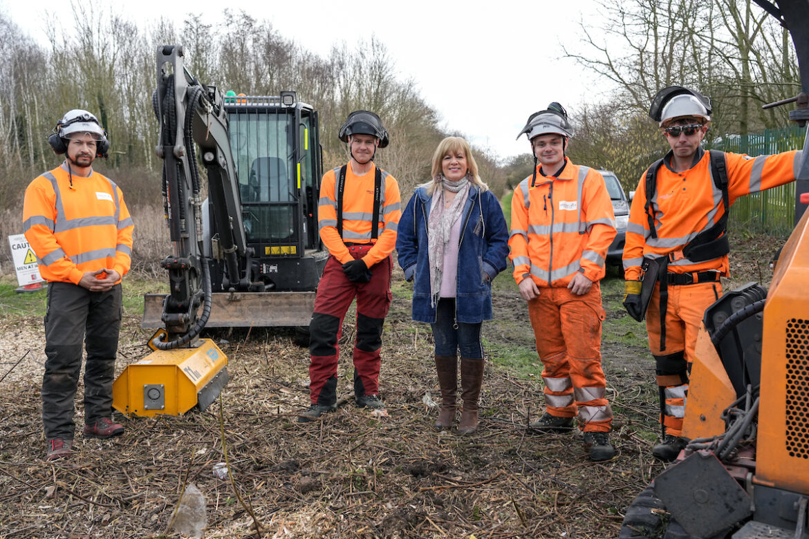 Cllr Shelley Powell on site at Finch Woods with green spaces staff
