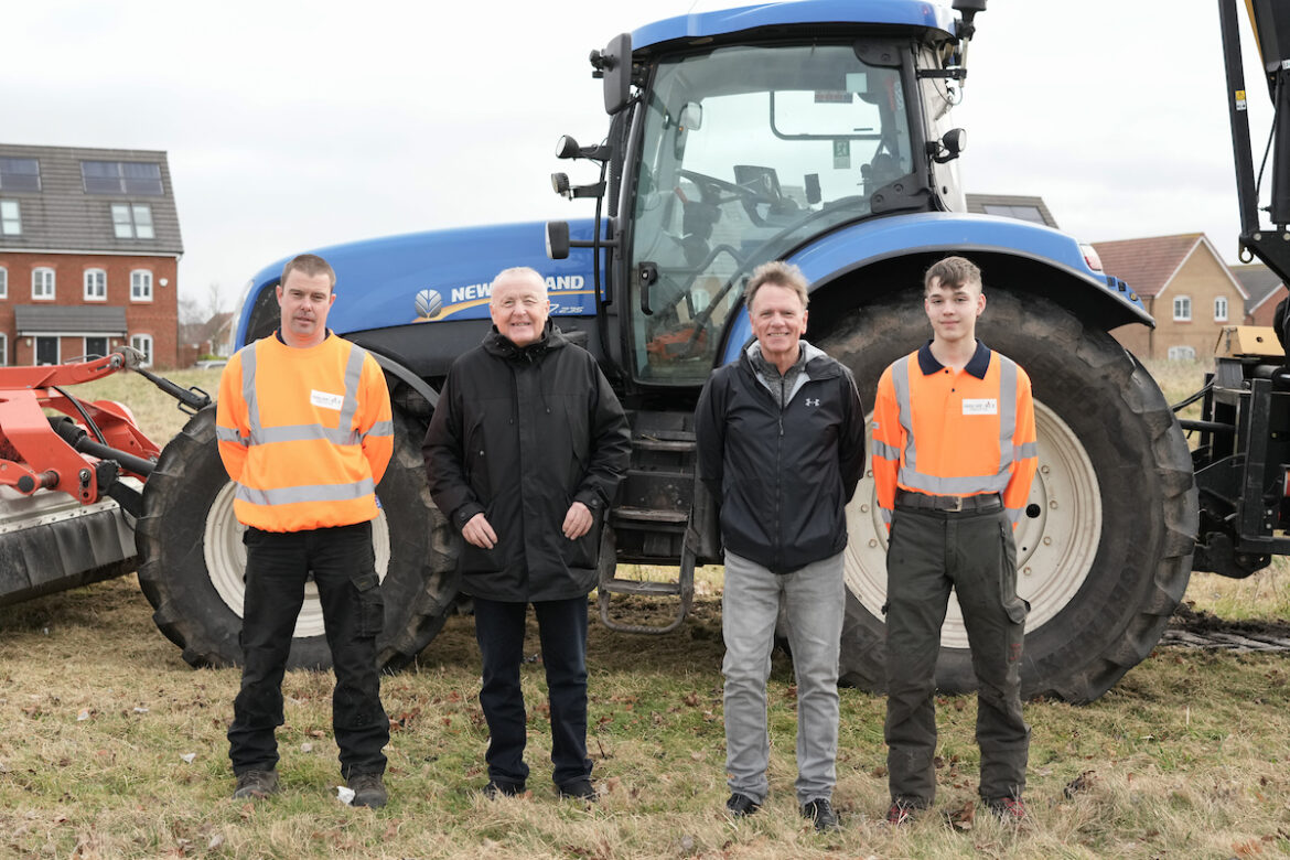 Cllr Tony Brennan, Cabinet Member for Regneration and Economic Development (left centre) and Cllr Tommy Rowe (right centre) local ward member, on the site of the Tower Hill park