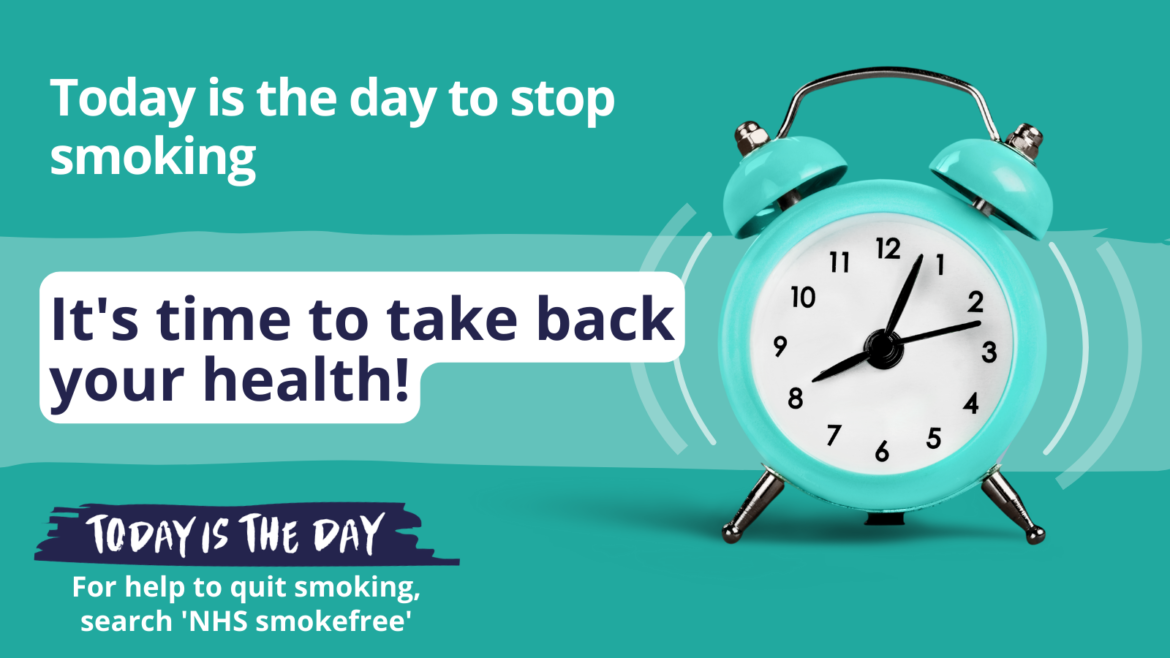 Graphic with words Today is the day to stop smoking