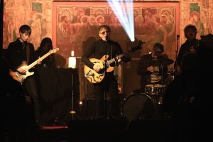 Lightning Seeds perform on the pulpit at St Chad's Church in Kirkby