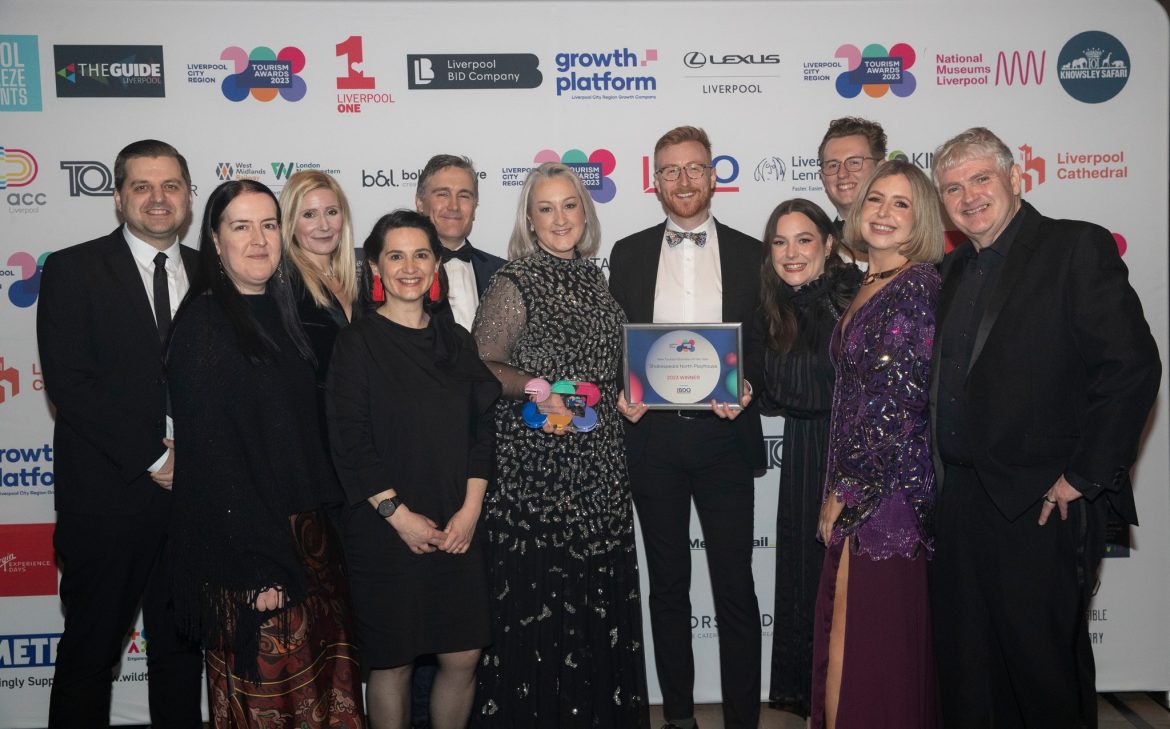 Group of people accepting an award at the Liverpool City Region Tourism awards
