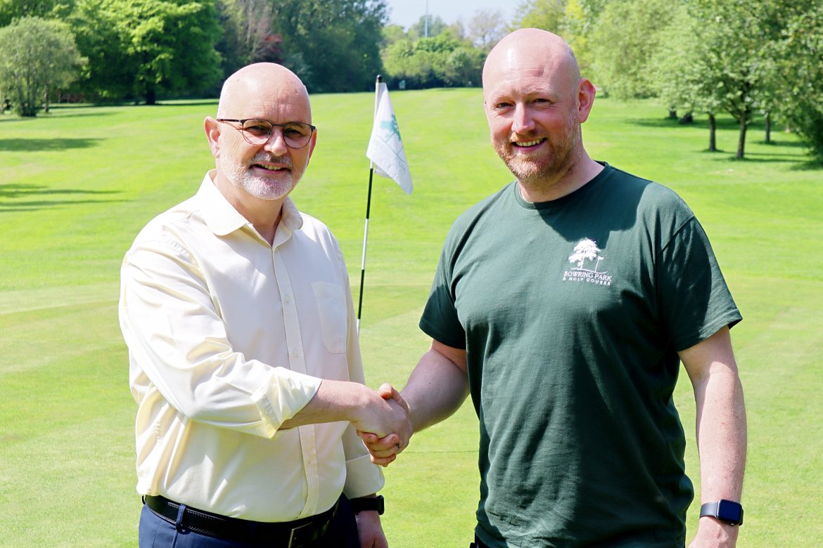 (R-L) Greenskeeper Pete Elliot, Joe Keegan, Employer Brokerage Manager at Liverpool City Region Combined Authority