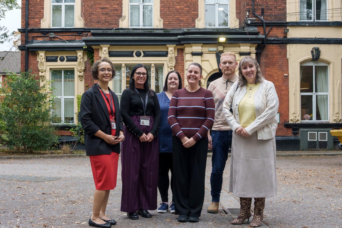 group outside building